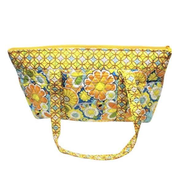 She's Got Baggage Large Yellow Print Multi-Pocket Sunflower Tote Bag - Picture 5 of 16